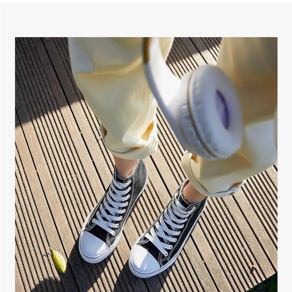 NEW Black & White High-Top Canvas Sneakers